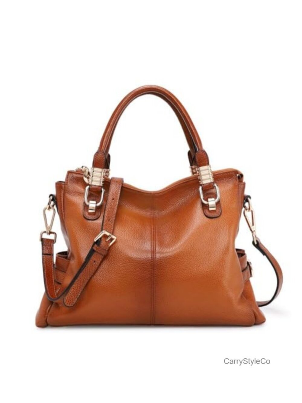 Top Grain Pebbled Cowhide Leather Satchel Tote Shoulder Bag Purse